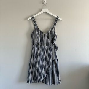 Dainty Hooligan Blue Striped Wrap Dress Size M